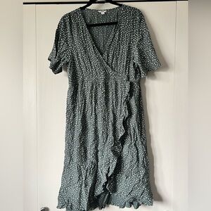 Elegant Polka Dot Maternity Wrap Dress